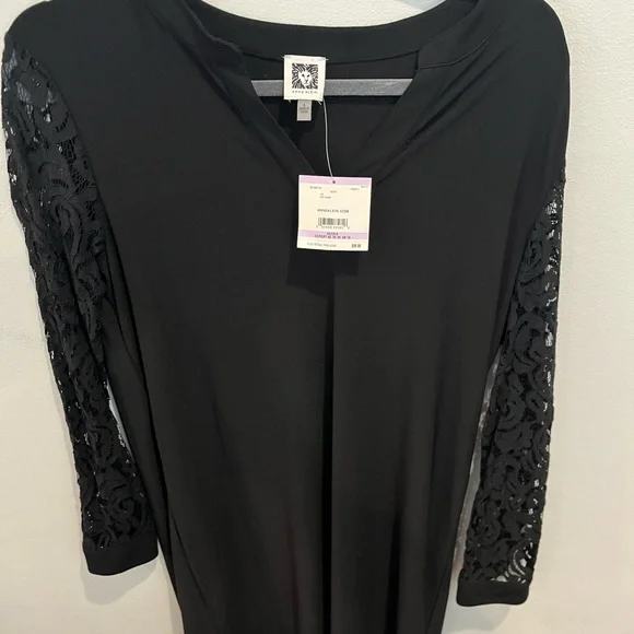 Anne Klein | Dresses | Anne Klein Black Dress With Lace Sleeves | Poshmark Anne Klein | Dresses | Anne Klein Black Dress With Lace Sleeves | Poshmark